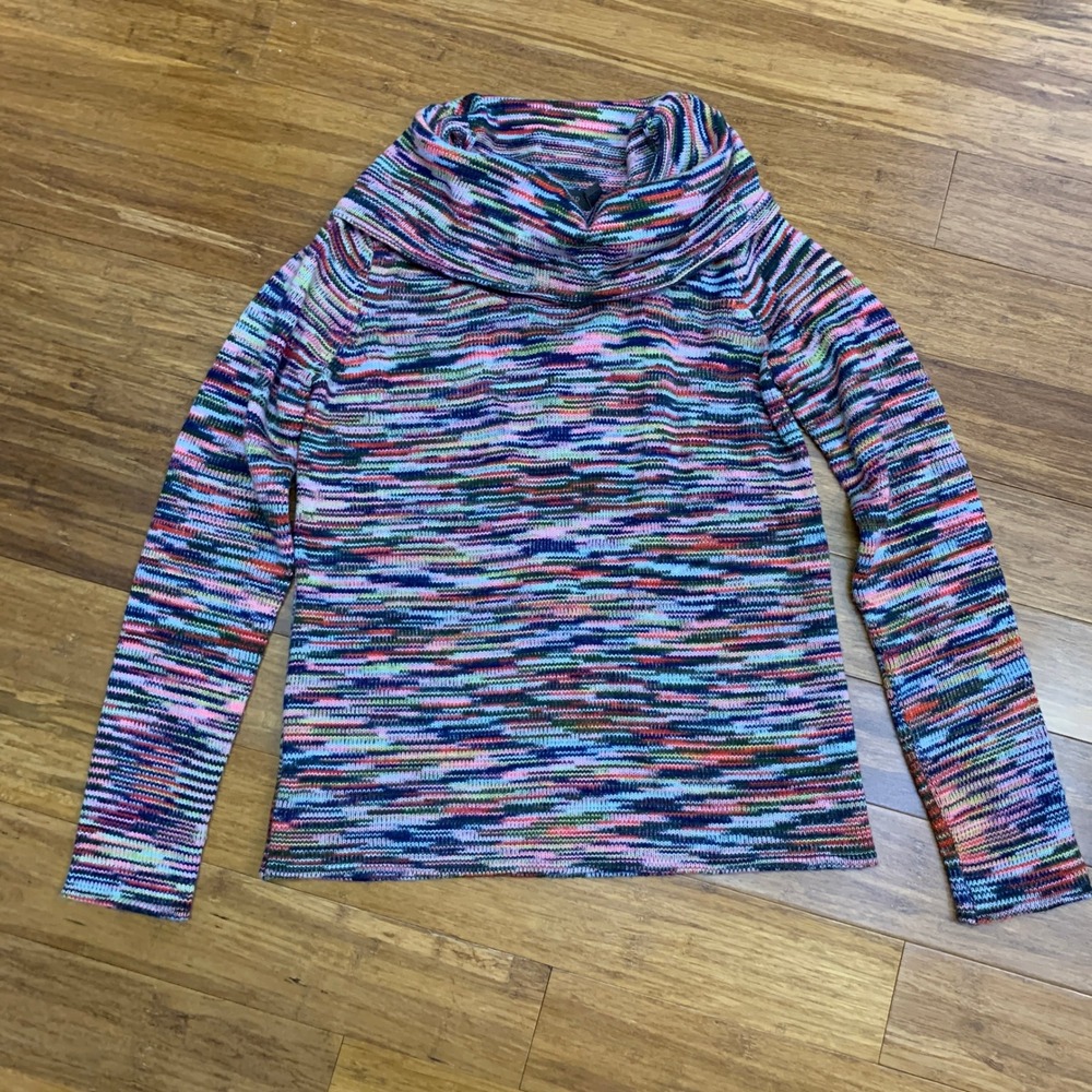 The Limited Women's Multicolor Striped Cowl Neck Sweater Size Medium Rainbow